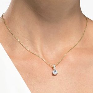 Swarovski Crystal White Solitaire Pendant Necklace, Gold-Tone Plate…